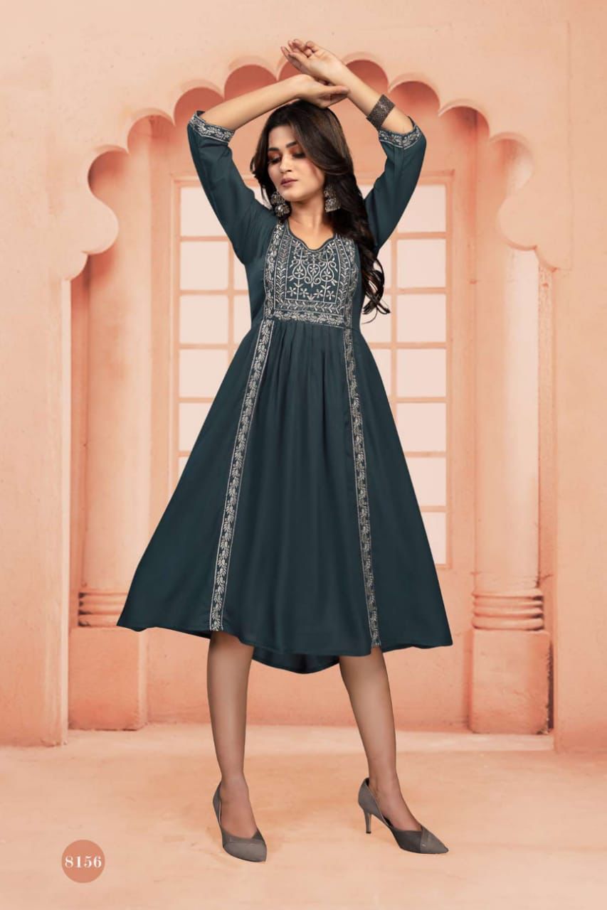 Flora 3 Regular Wear Rayon Printed Anarkali Kurti Collection